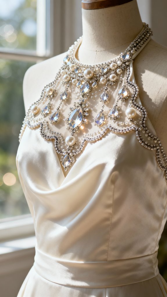 beaded halter neckline embellishments