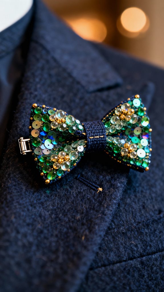 beaded sequined statement bow ties
