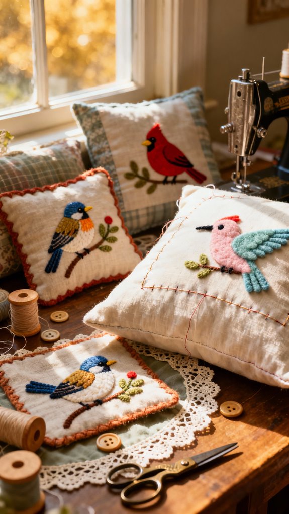 bird themed pillow cover project