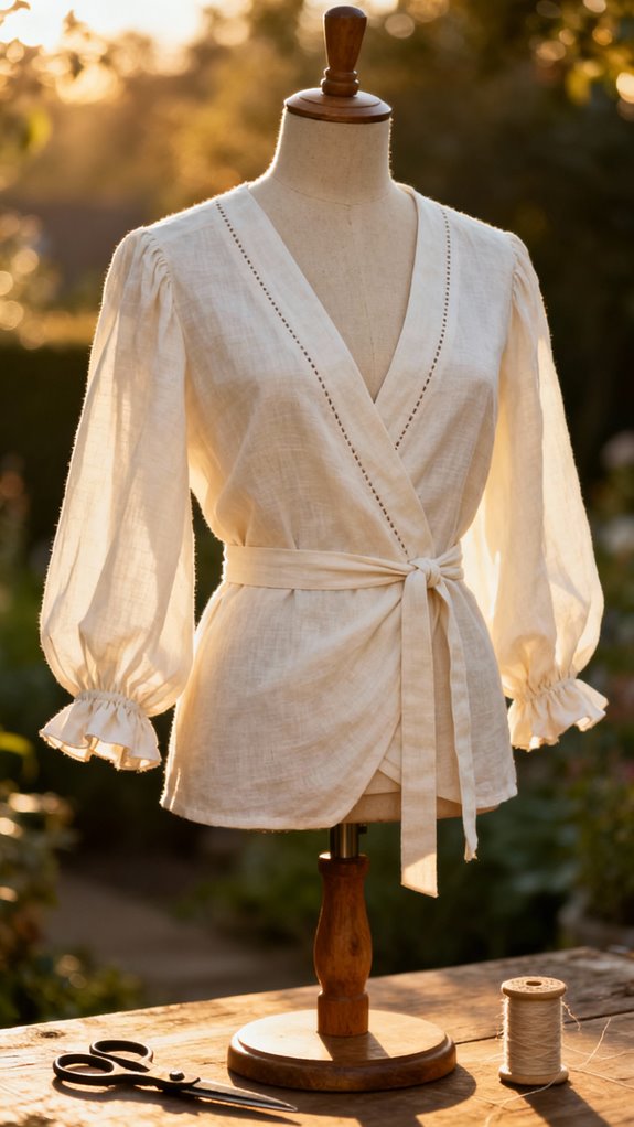 bishop sleeved wrap blouse design