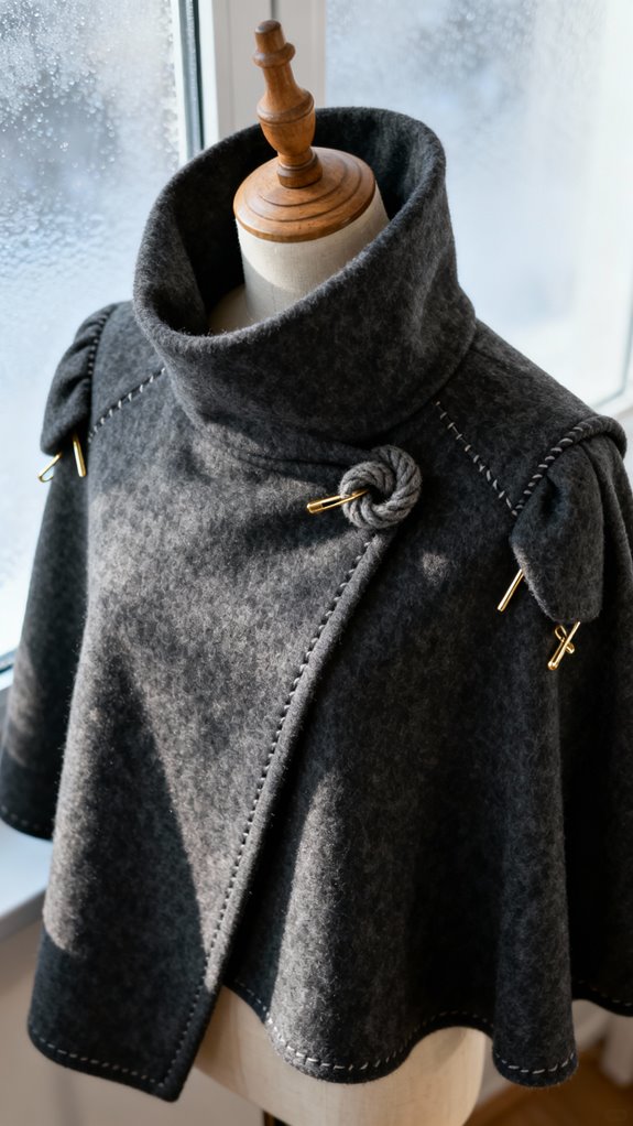 boiled wool winter capelet