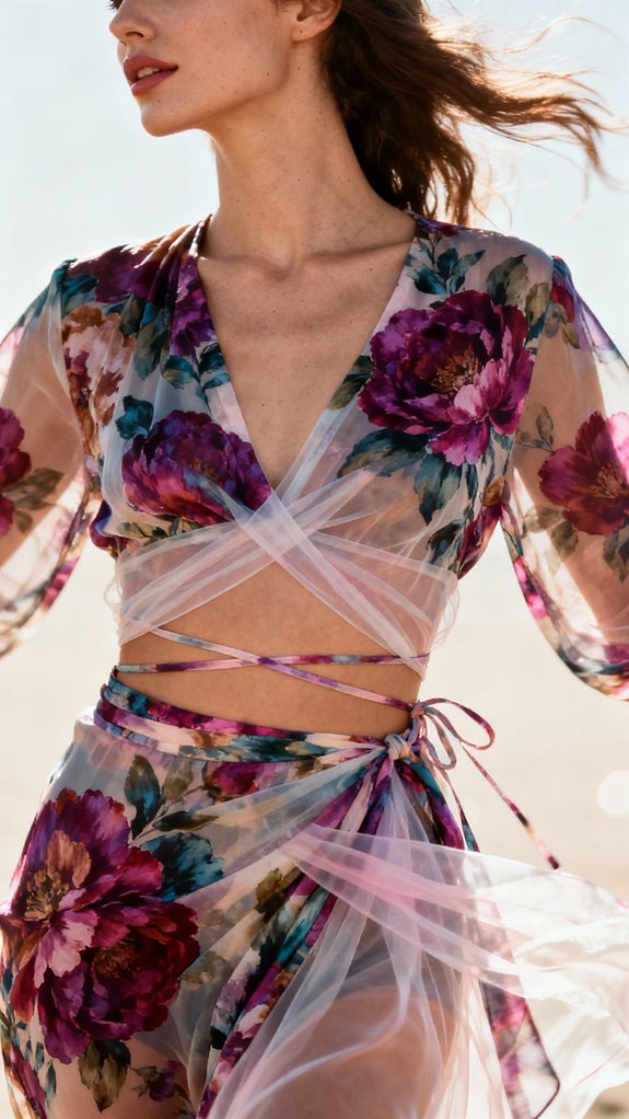 bold floral chiffon wrap