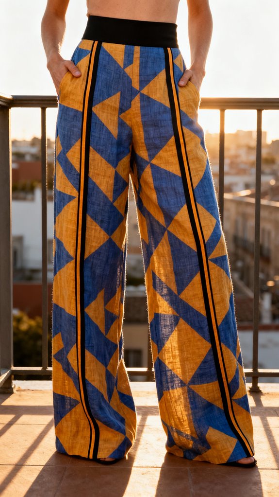 bold striped linen trousers