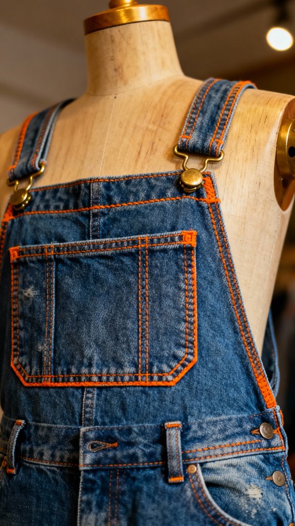 bold topstitching for overalls