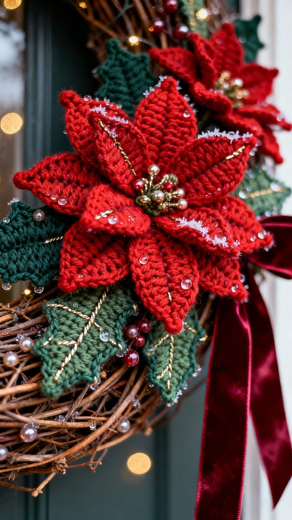 botanical holiday crochet wreaths