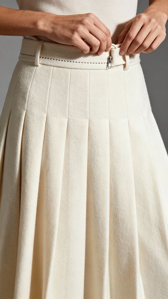 box pleat midi skirt