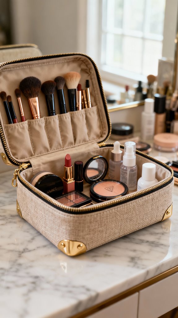 boxed corner makeup bag