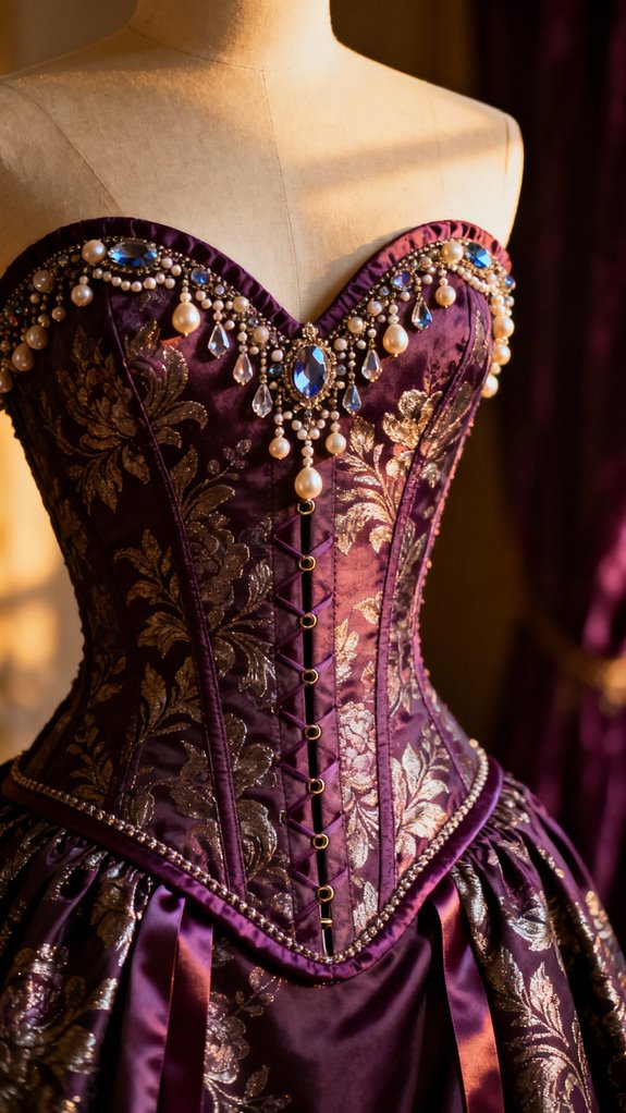 brocade corset with embellishments