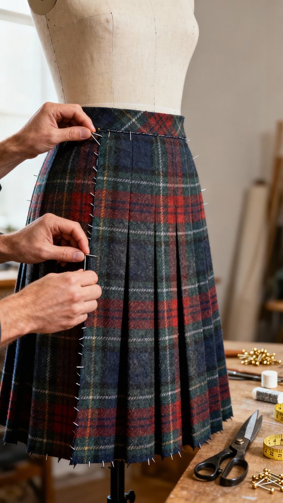 center tartan pattern accurately