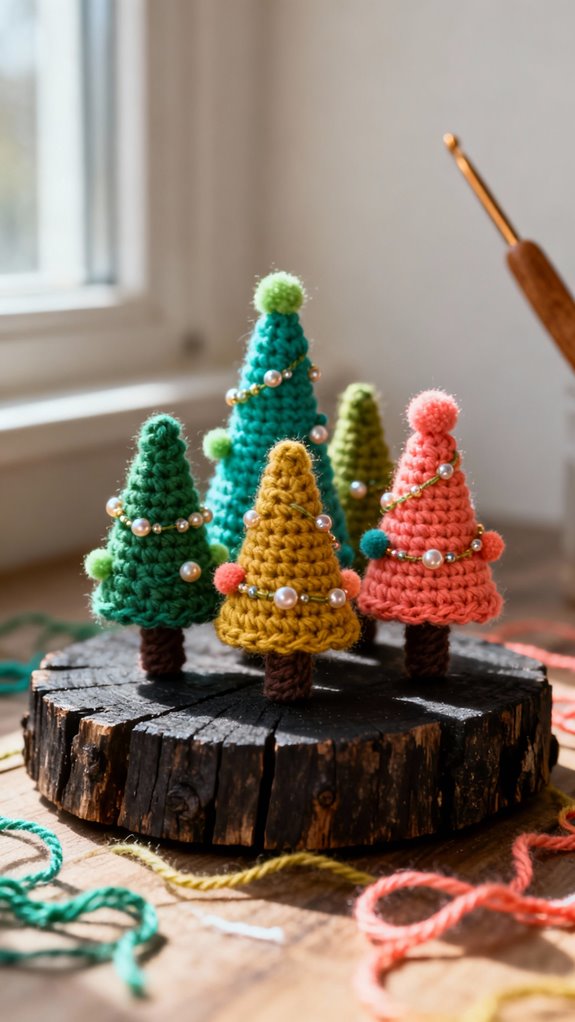 charming mini crochet trees