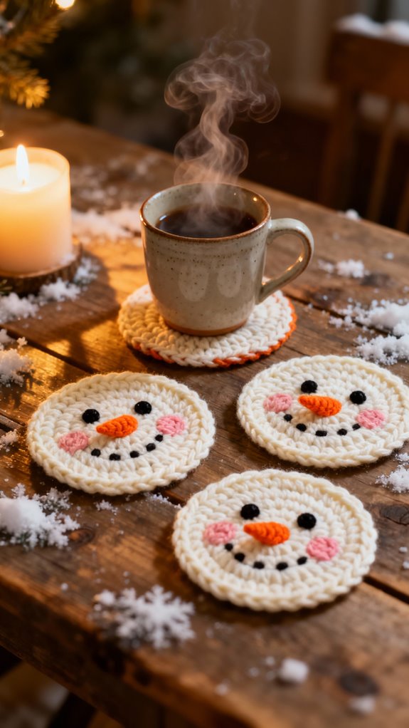 cheerful winter themed coasters