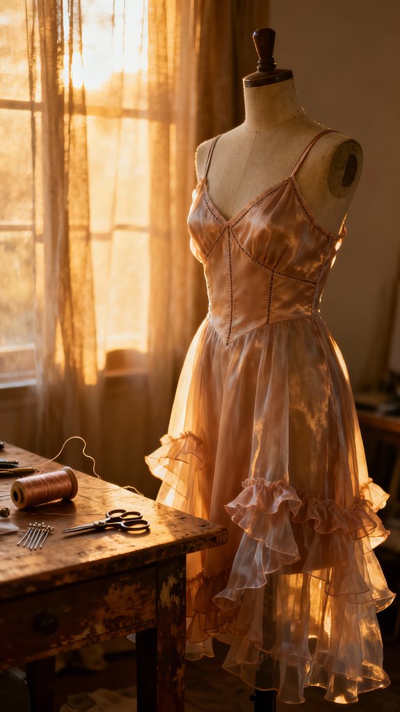 chiffon dress with ruffles