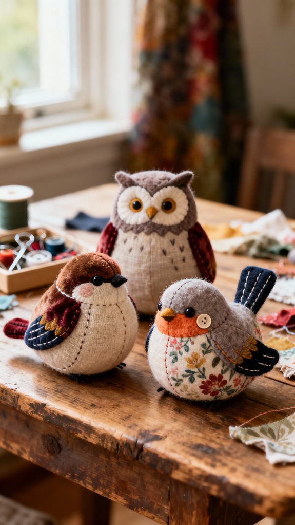 chubby poseable stuffed birds