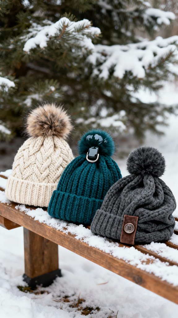 chunky beanie with pom pom