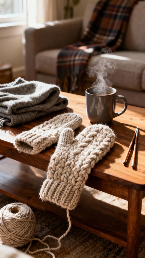 chunky yarn quick mittens