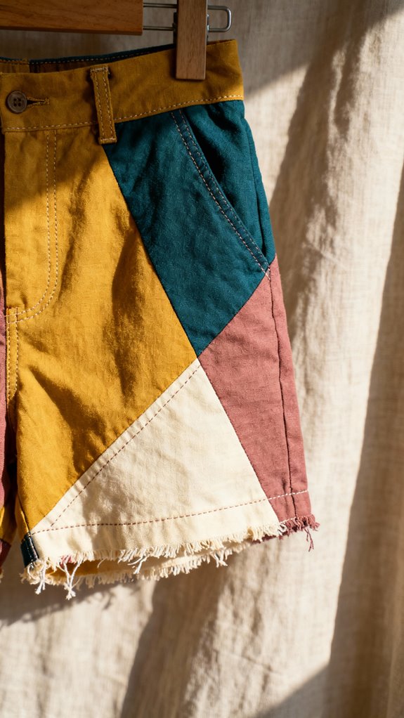color block patchwork shorts creation
