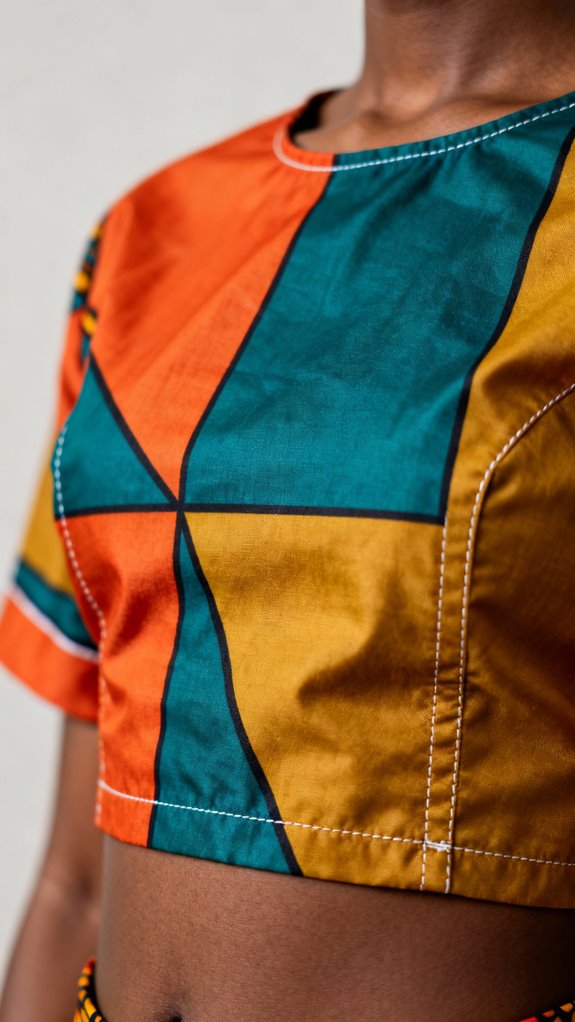 color blocked ankara crop top