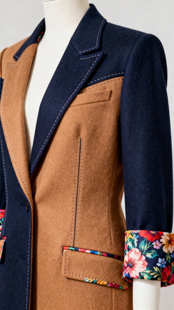 color blocked blazer details