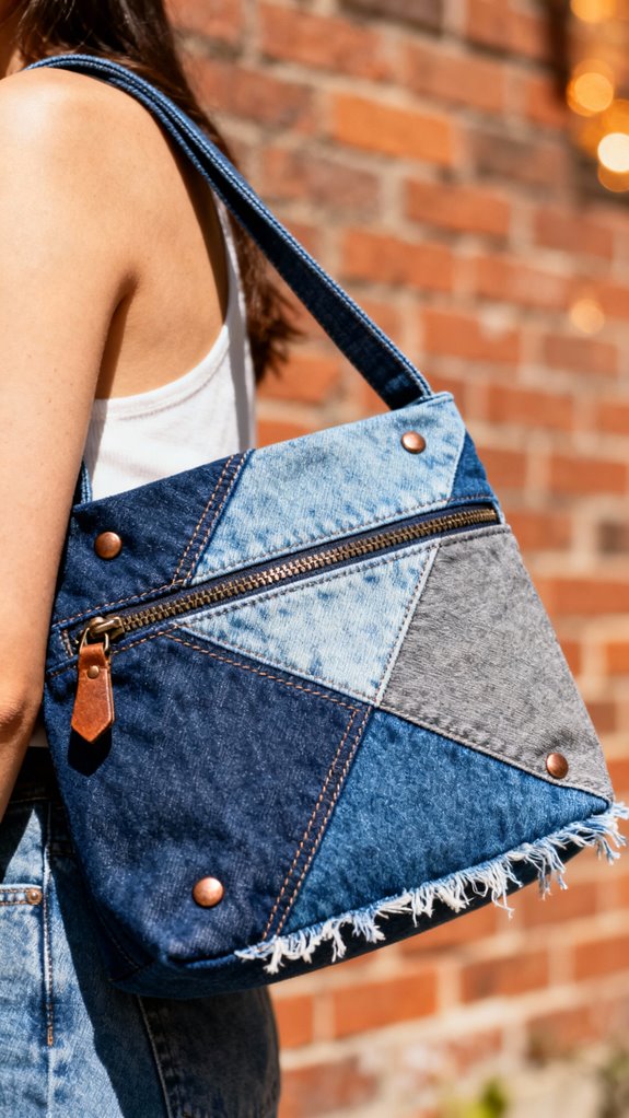 color blocked denim bag design