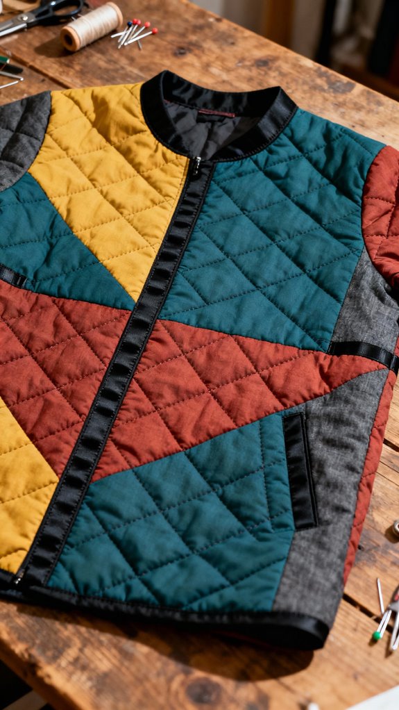 color blocked patchwork jacket