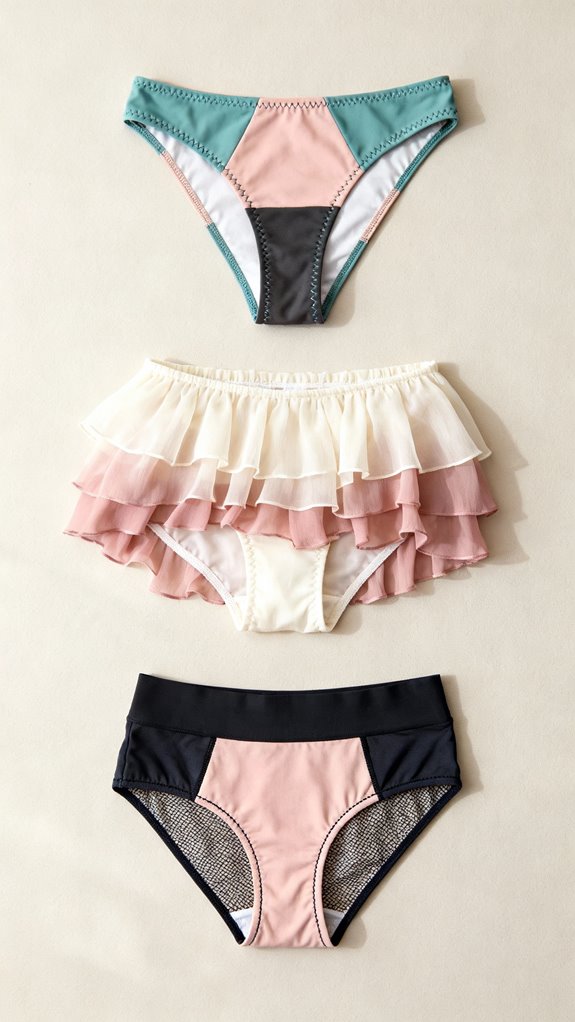 color blocked ruffle underwear designs