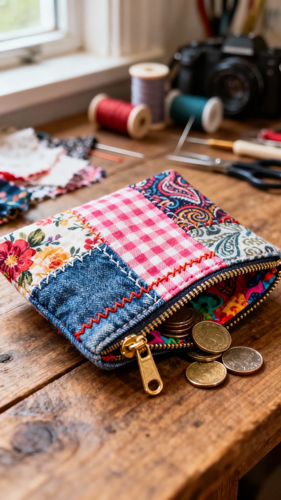 colorful patchwork coin purses