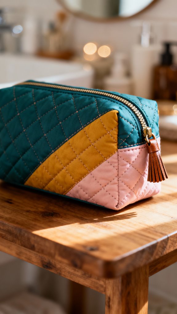 colorful quilted toiletry bag