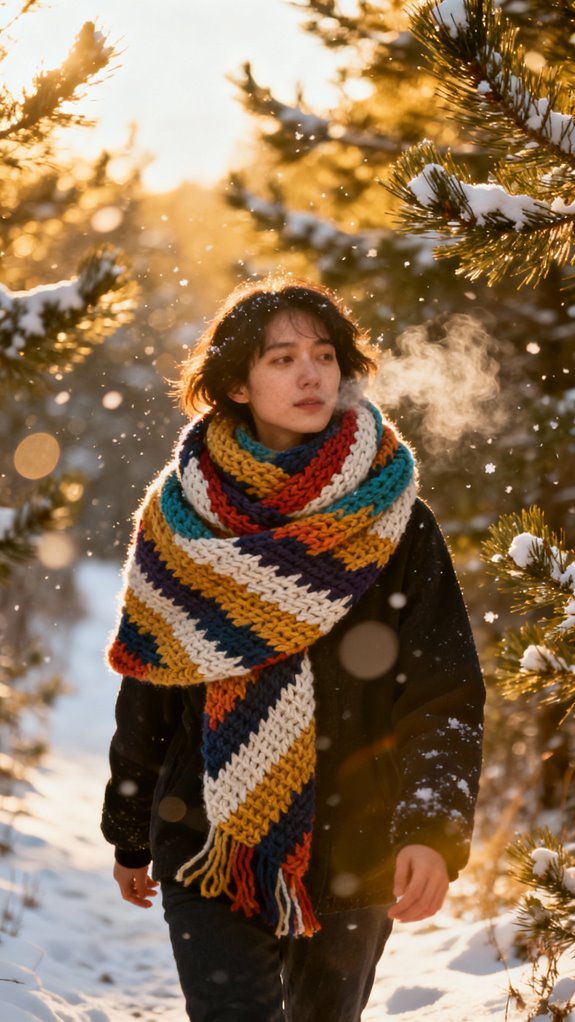 colorful striped crochet scarf