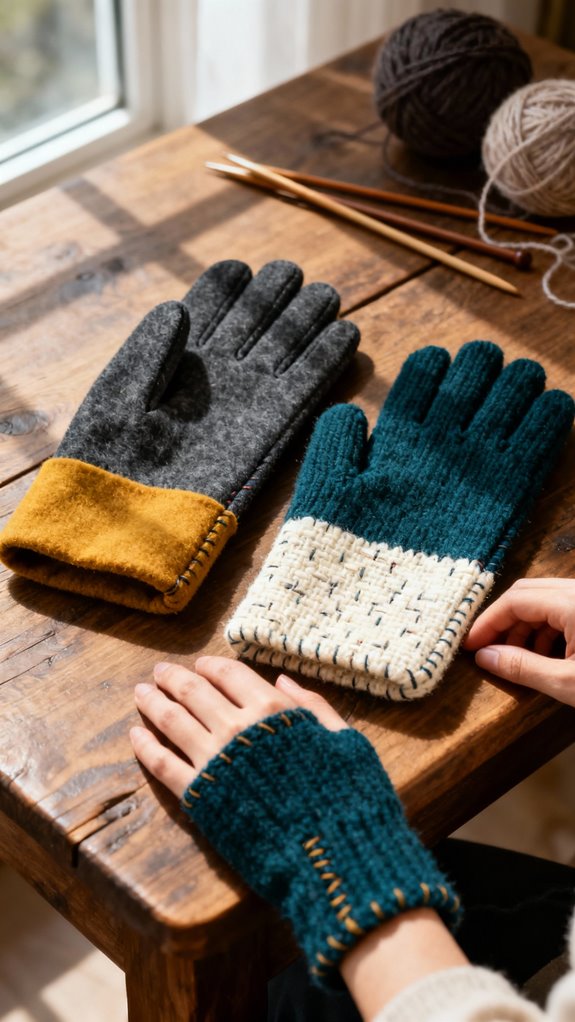 colorful textured sustainable mittens