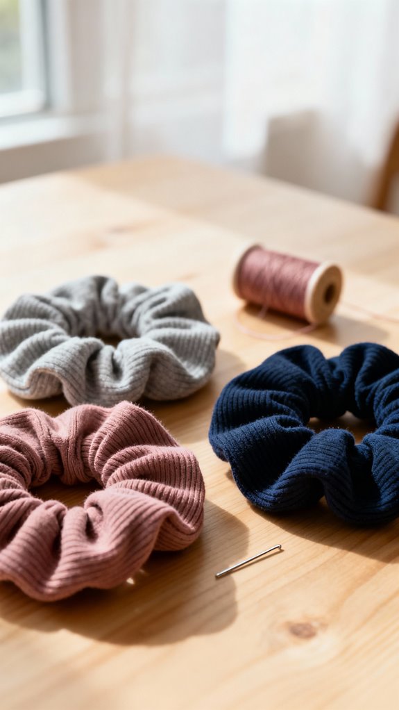 comfortable diy jersey scrunchies
