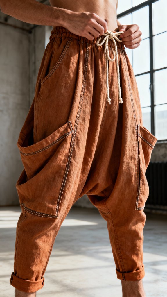 comfortable drop crotch harem pants