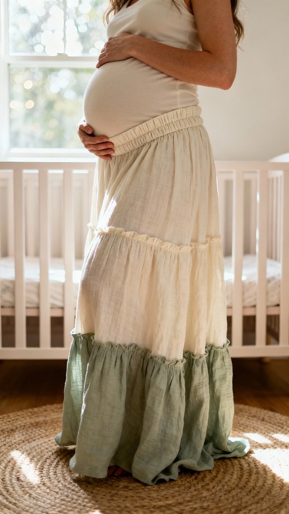 comfortable maternity tiered skirt