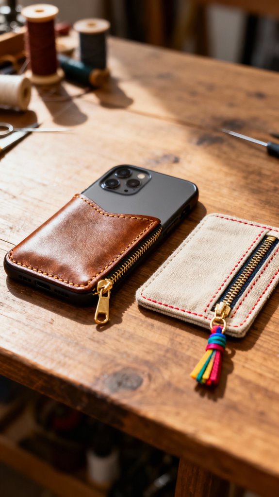 compact phone and card holder