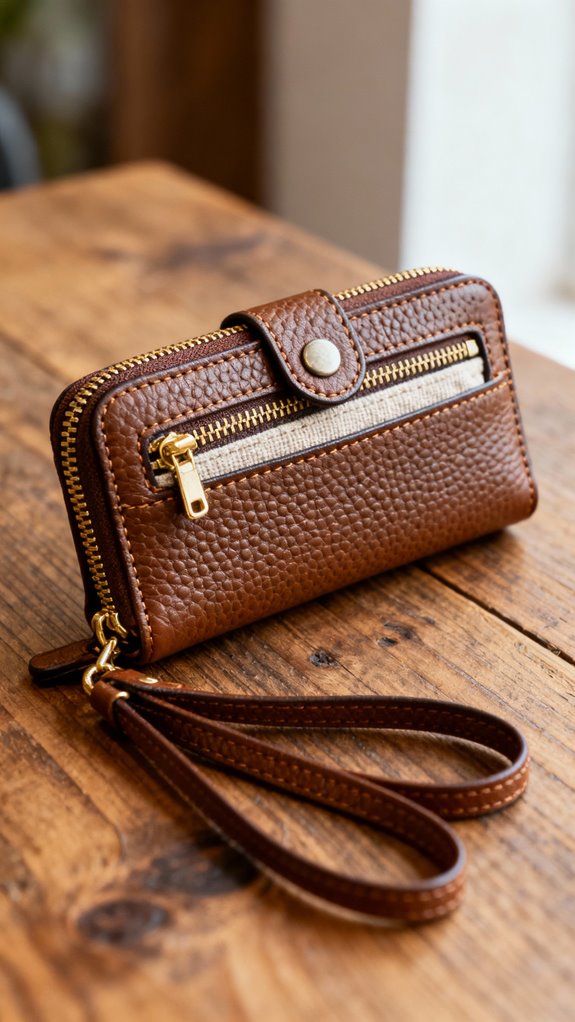 compact wristlet with magnetic closure