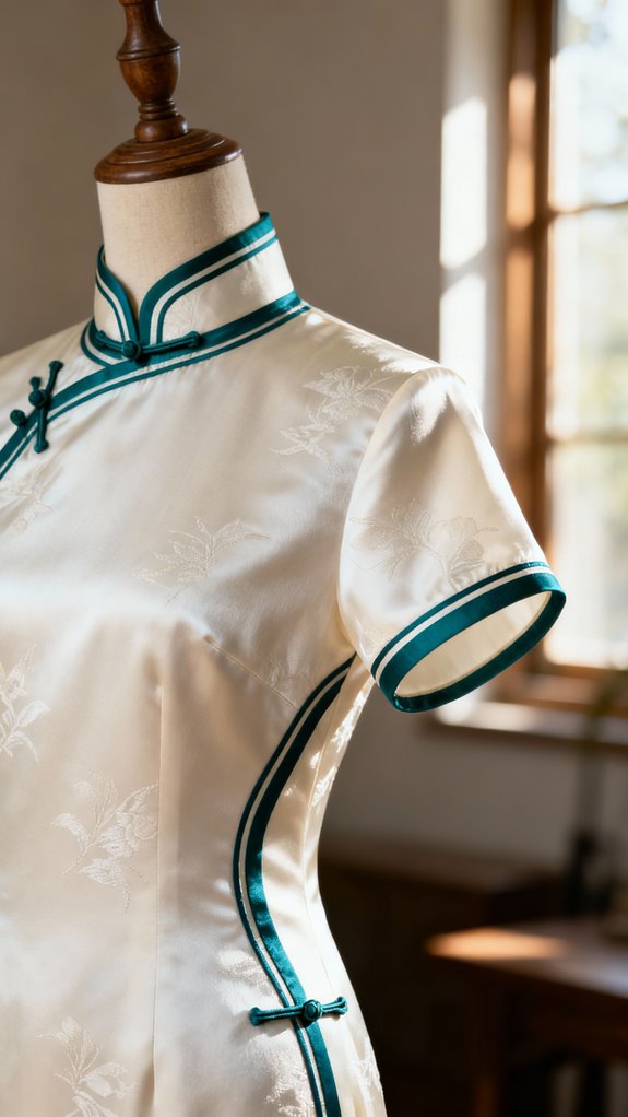 contrast piping qipao transformation