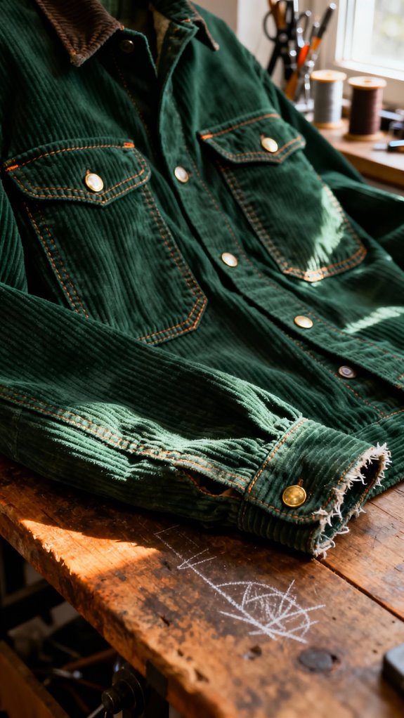 contrast stitching corduroy jacket