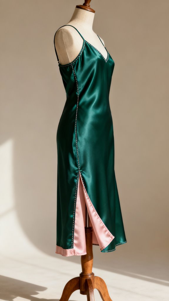 contrasting lining slip dress