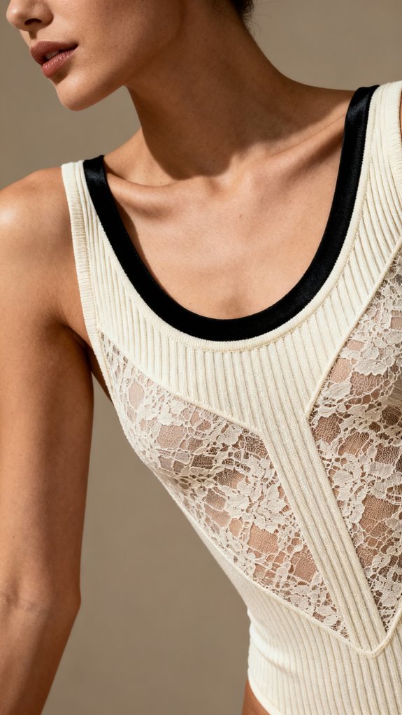 contrasting neckline textured bodysuit