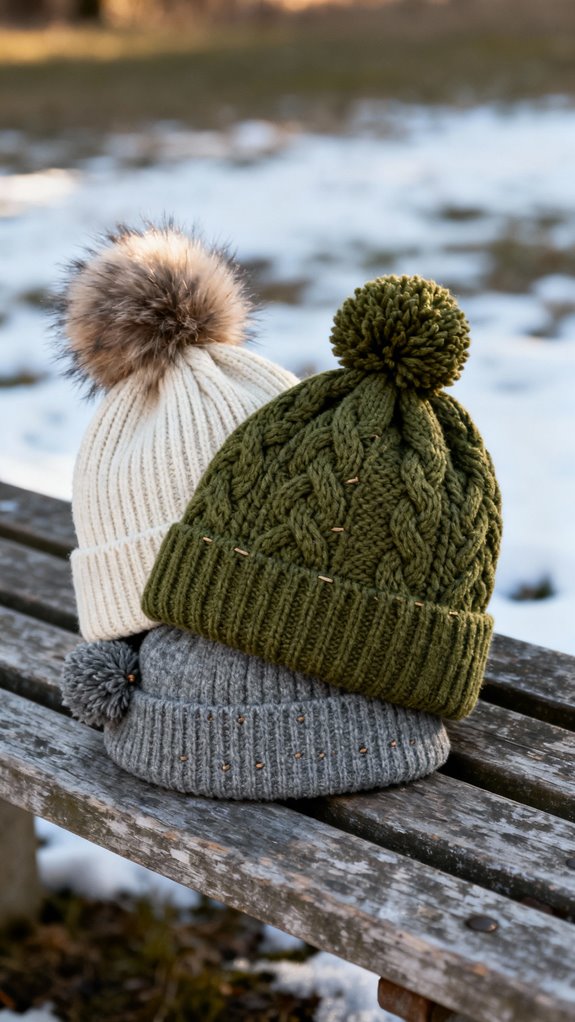 cotton blend pom pom hat