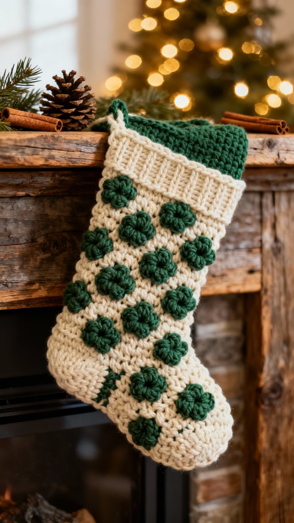 cozy diamond relief crochet stocking