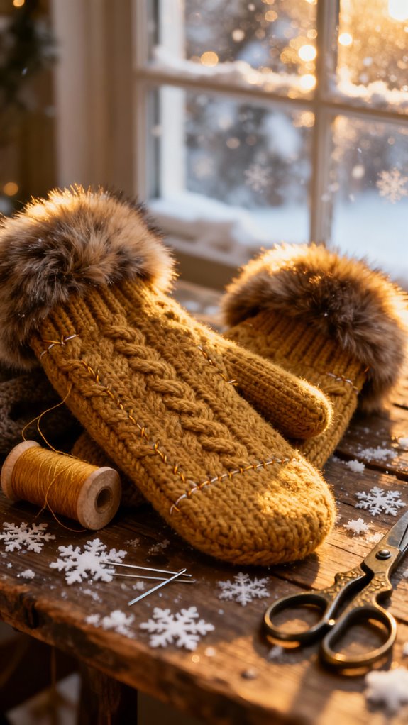 cozy faux fur mittens