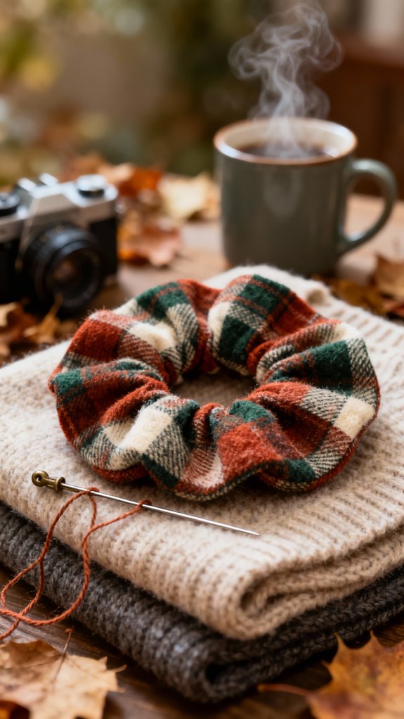 cozy flannel hair scrunchies