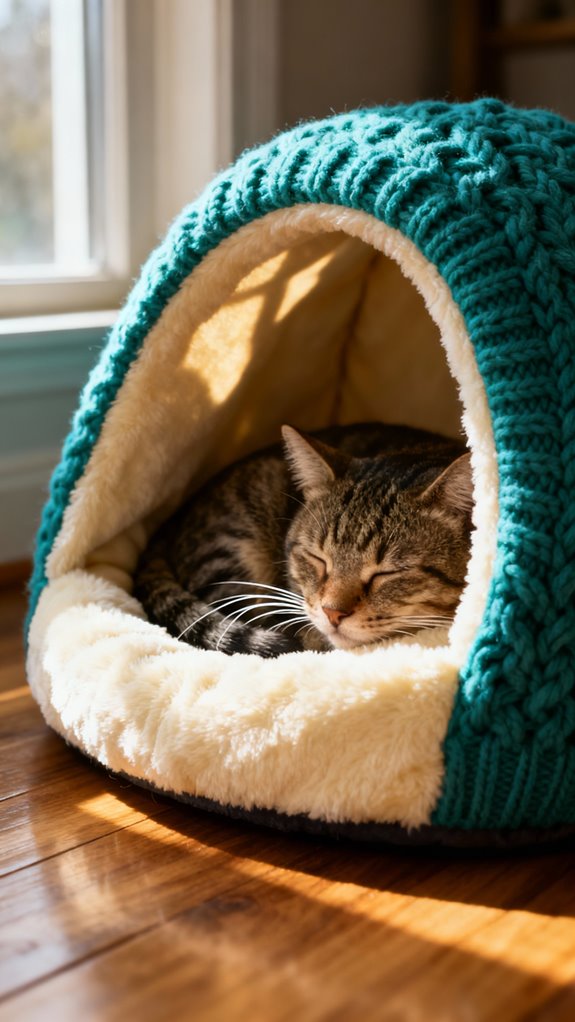 cozy hooded cat bed