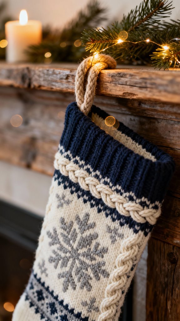 cozy nordic snowflake stockings