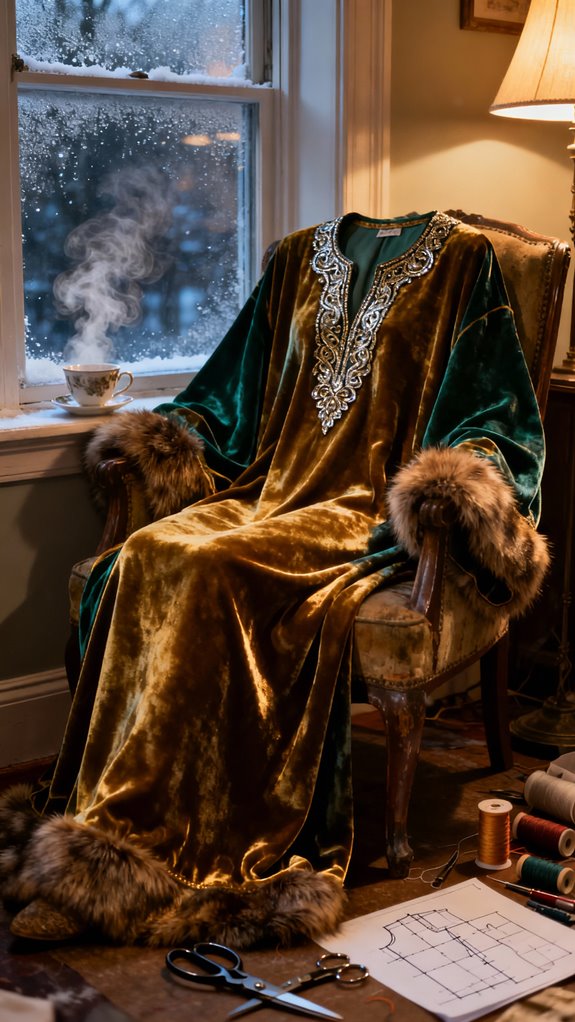 cozy velvet caftan sewing