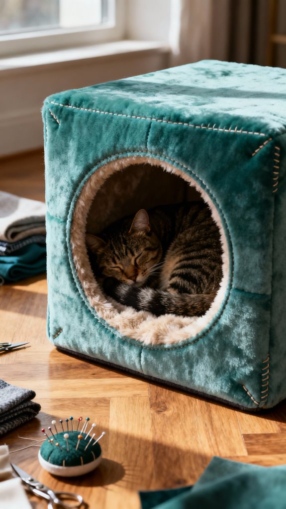 cube shaped cat bed creation