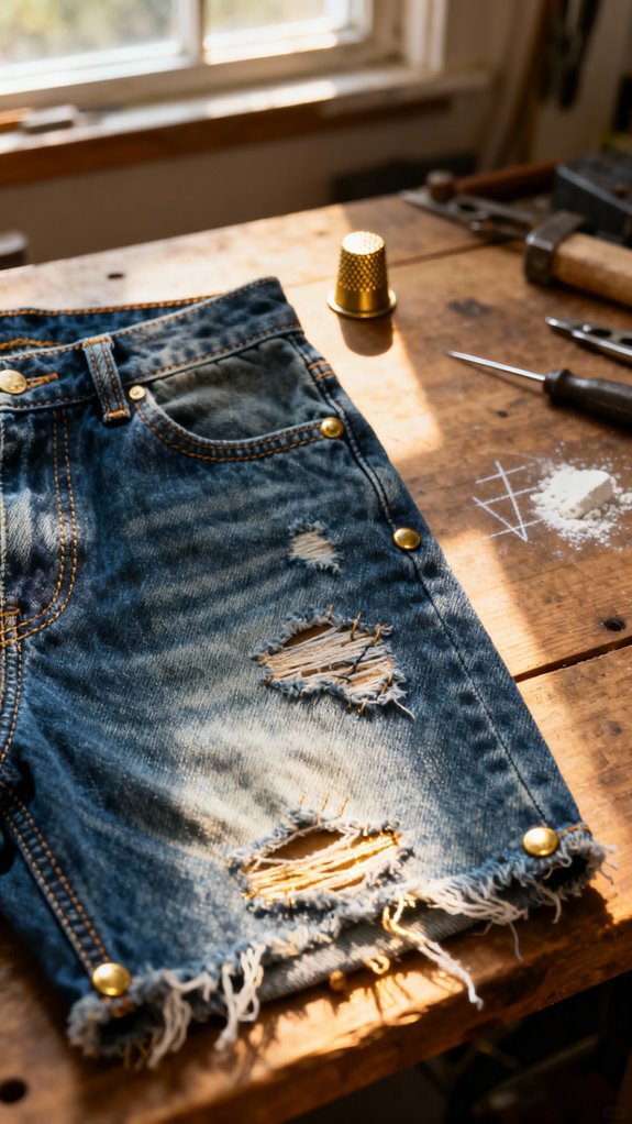 custom distressed denim shorts