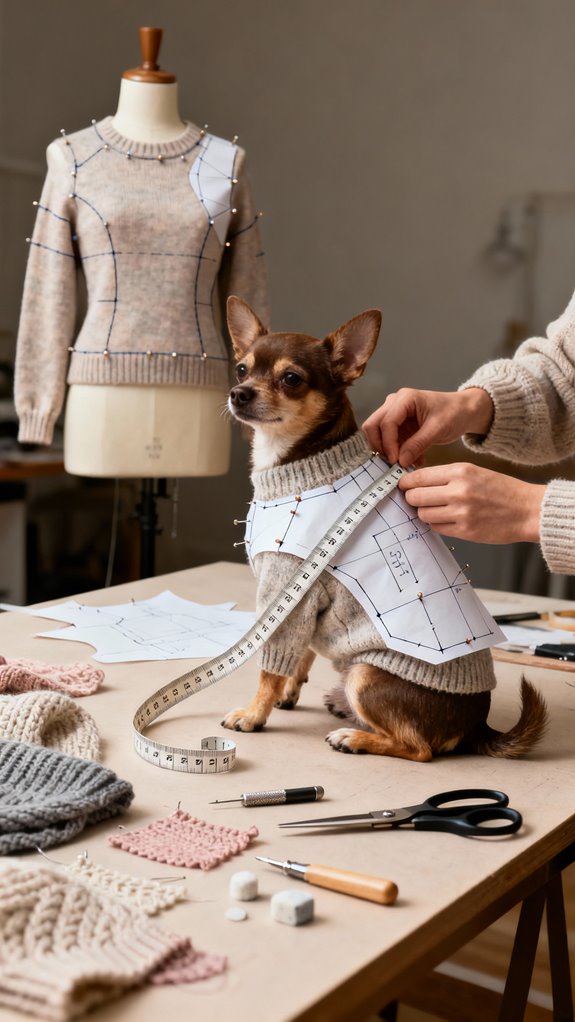 custom dog sweater fitting