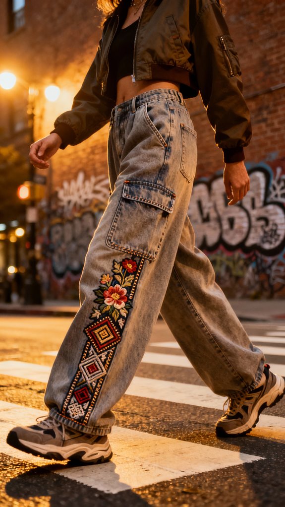 custom embroidered baggy pants