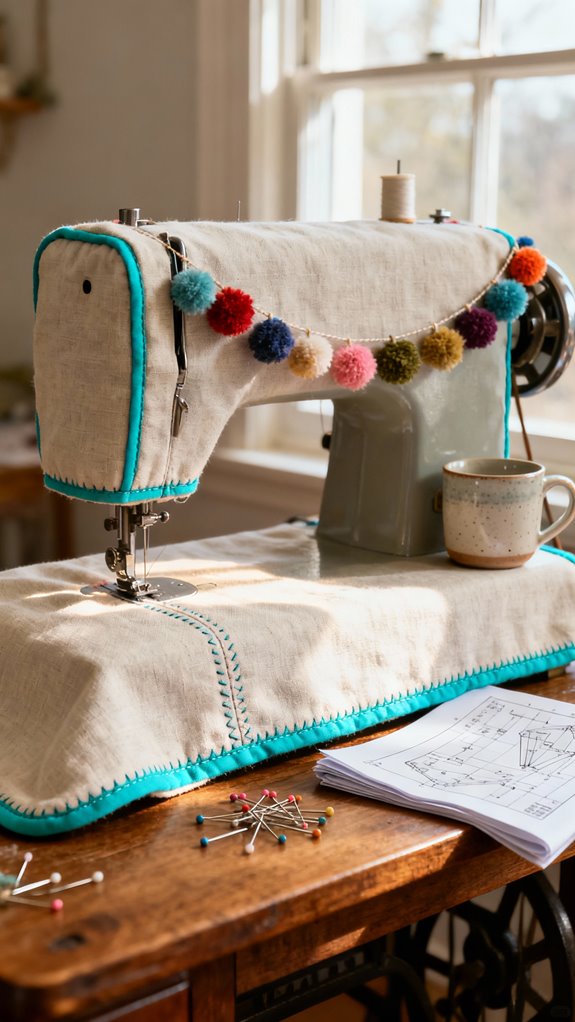 decorative piping and pom poms